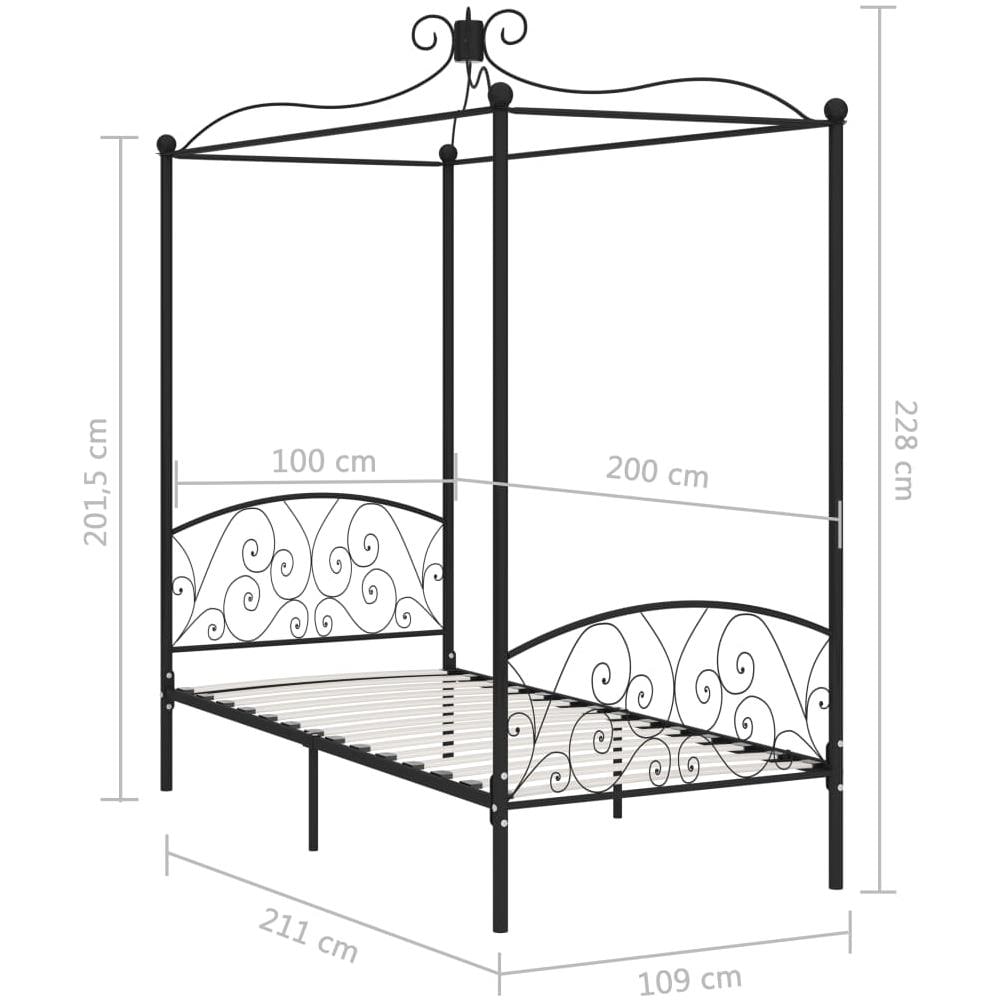 Letto A Baldacchino Nero In Metallo 100x200 Cm - Foto 12