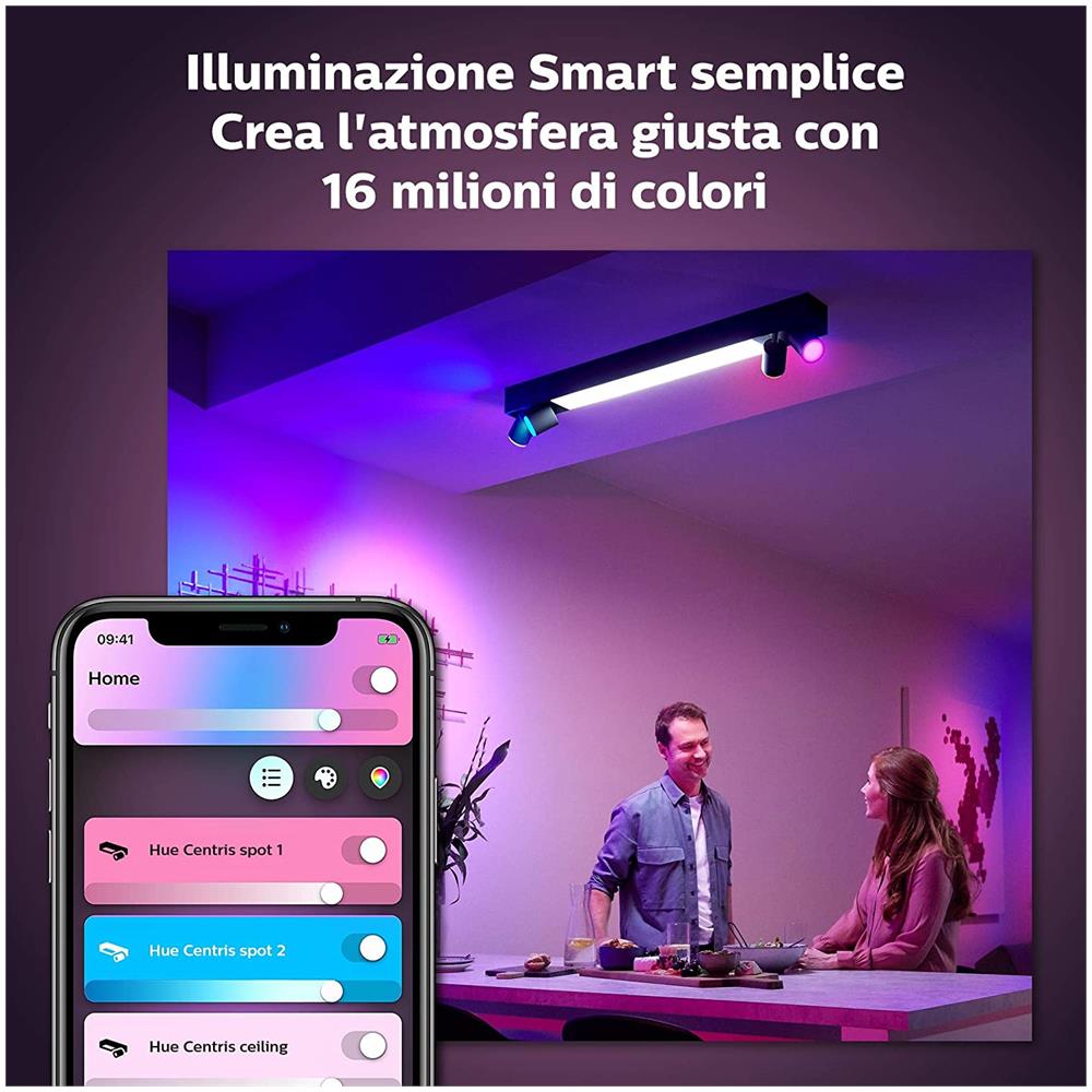 Philips Hue White And Color Ambiance Centris Plafoniera Smart (4 Punti Luce Gu10 + Led Integrato) Bianca In Alluminio - Foto 2