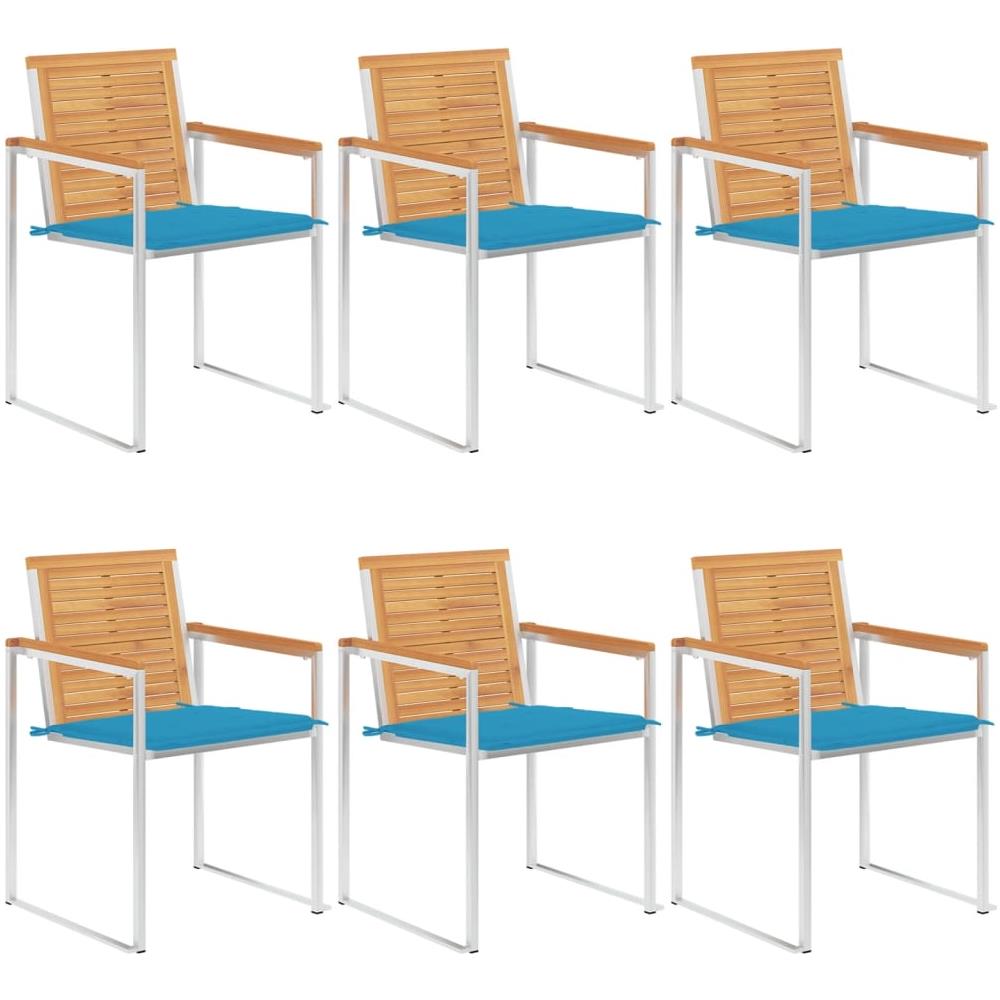 Sedie Da Giardino Con Cuscini 6 Pz In Legno Massello Di Teak - Foto 1