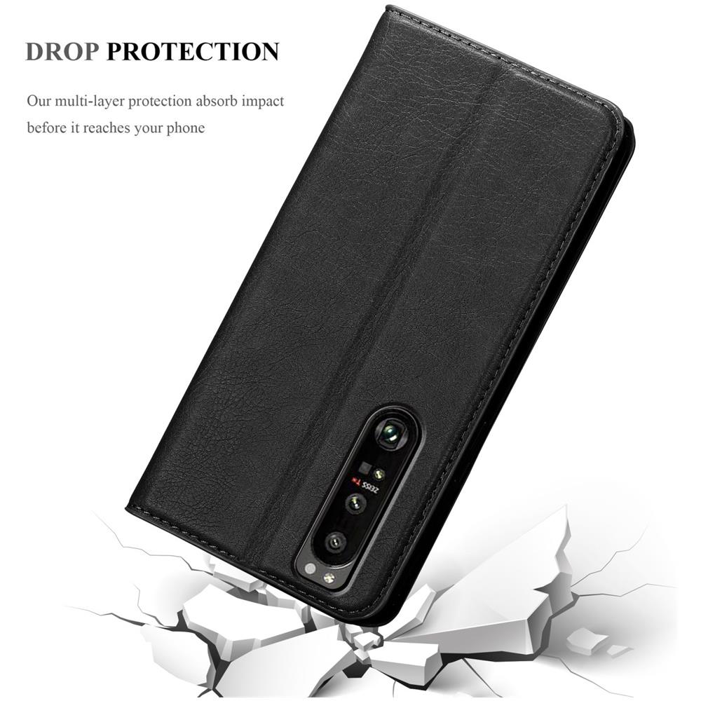Custodia Compatibile Con Sony Xperia 1 Iii In Nero Di Notte - Coperchio Protettiva Con Chiusura Magnetica, Funzione Stand E Tasca Per Le Carte - Foto 8