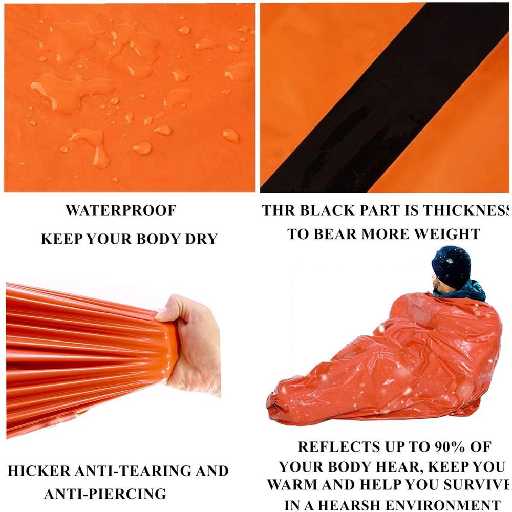 Coperta Di Salvataggio Sacco A Pelo Per Situazioni Di Emergenza 210×91 Cm Arancione - Foto 2