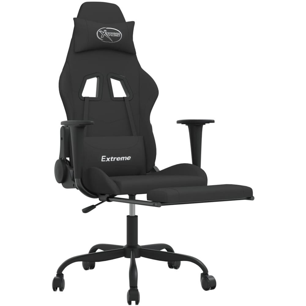 Sedia Da Gaming Massaggio E Poggiapiedi Nero In Tessuto - Foto 10