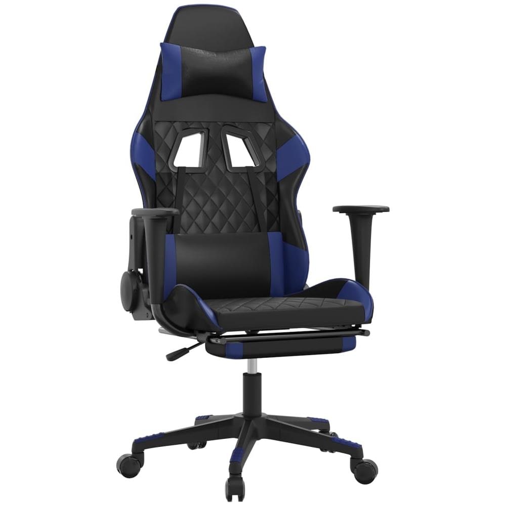 Sedia Da Gaming Con Poggiapiedi Nero E Blu In Similpelle - Foto 1