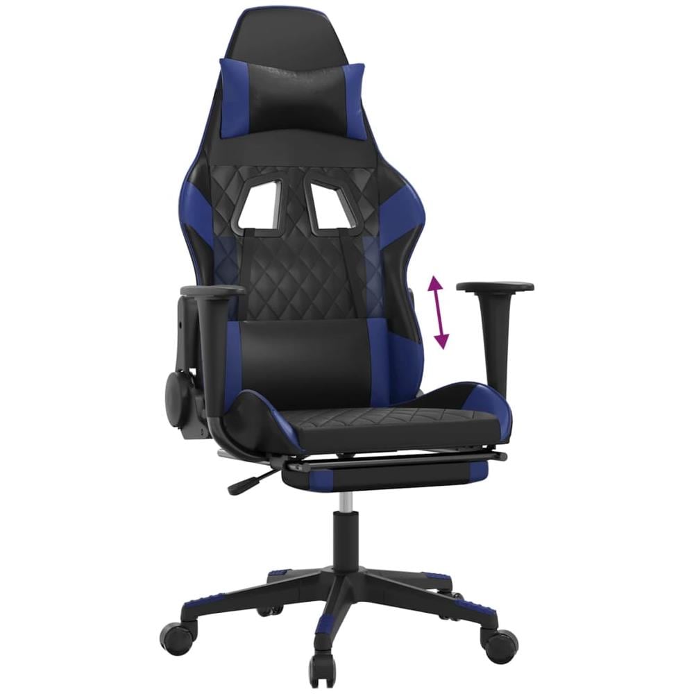 Sedia Da Gaming Con Poggiapiedi Nero E Blu In Similpelle - Foto 10