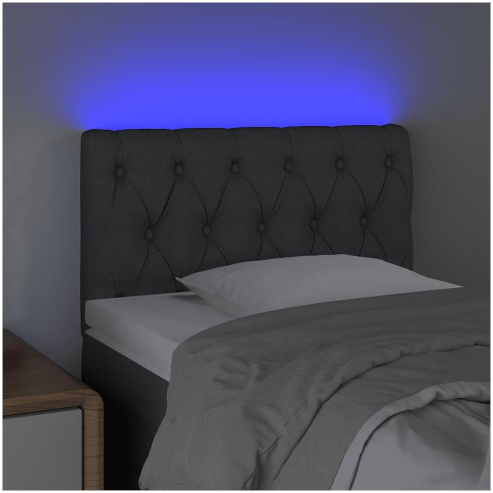 Testiera A Led Grigio Chiaro 80x7x78/88 Cm In Tessuto - Foto 3