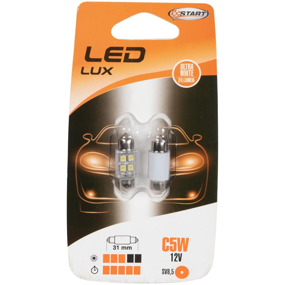 Lampadine Siluro Auto 6 Led 12v 1,5w Due Pezzi 31 Mm - Foto 1