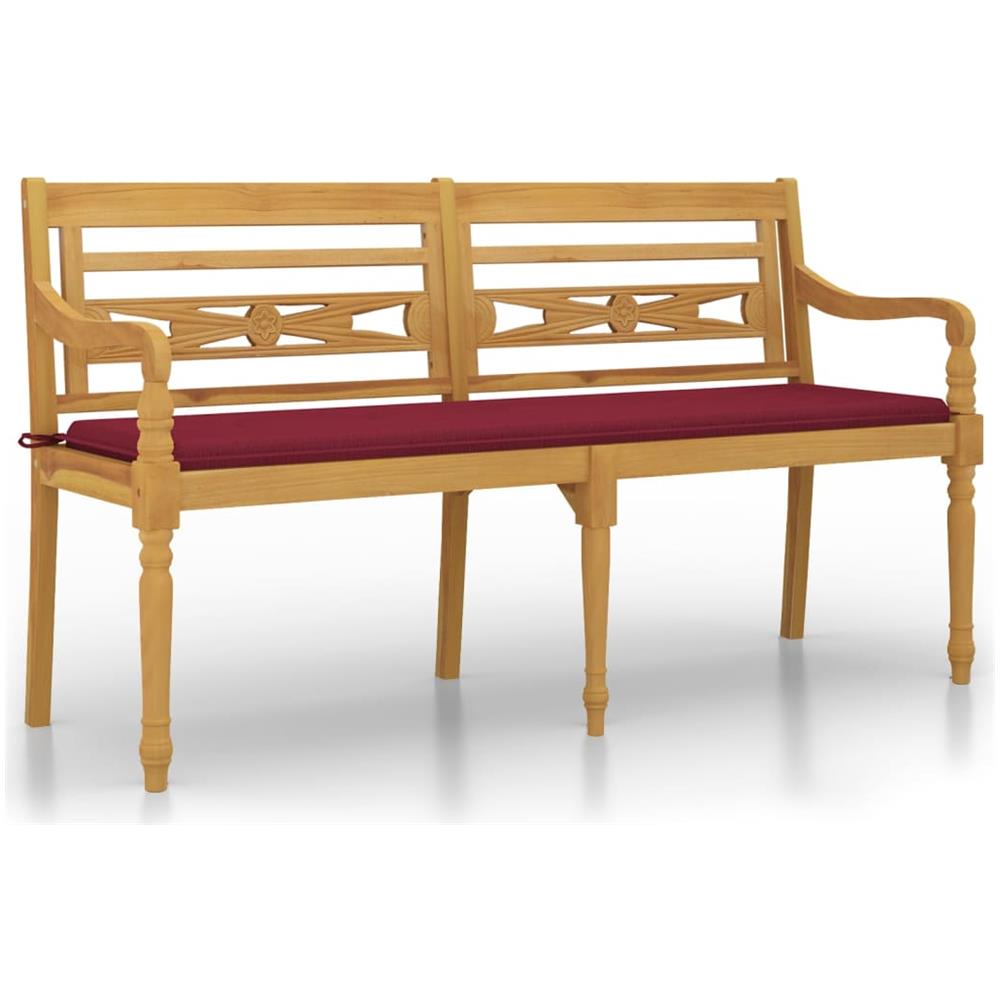 Panchina Batavia Con Cuscino Rosso Vino 150 Cm Massello Di Teak - Foto 2