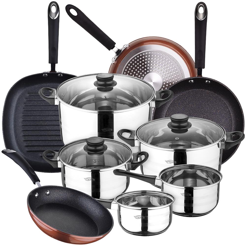 Toledo 8 Pezzi In Acciaio Inox Con Padella (20/24/28 Cm) E Grill 28 Cm Moma In Alluminio Forgiato - Foto 1