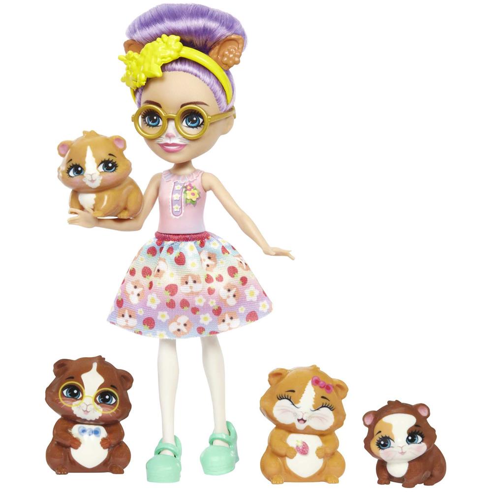 Set Di Giocattoli Per La Famiglia Enchantimals, Bambola Glee Guinea Pig (6 Pollici) Con 4 Figure Di Animali, Ottimo Regalo Per Bambini Da 3 A 8 Anni Dai 4 Anni In Su - Foto 1