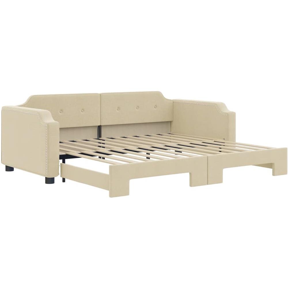 Divano Letto Con Letto Estraibile Crema 100x200 Cm In Tessuto - Foto 2