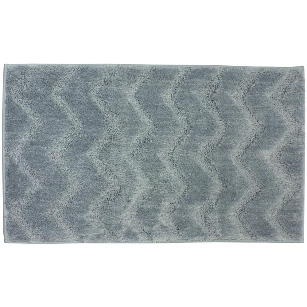 Tappeto Casa Bagno Morbido In Tinta Unita Zig Zag Modello Zigzagaria Vari Colori 50x80 Azzurro - Foto 1