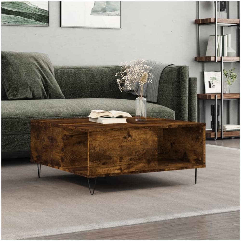 Tavolino Da Salotto Rovere Fumo 80x80x36,5 Cm Legno Multistrato - Foto 1