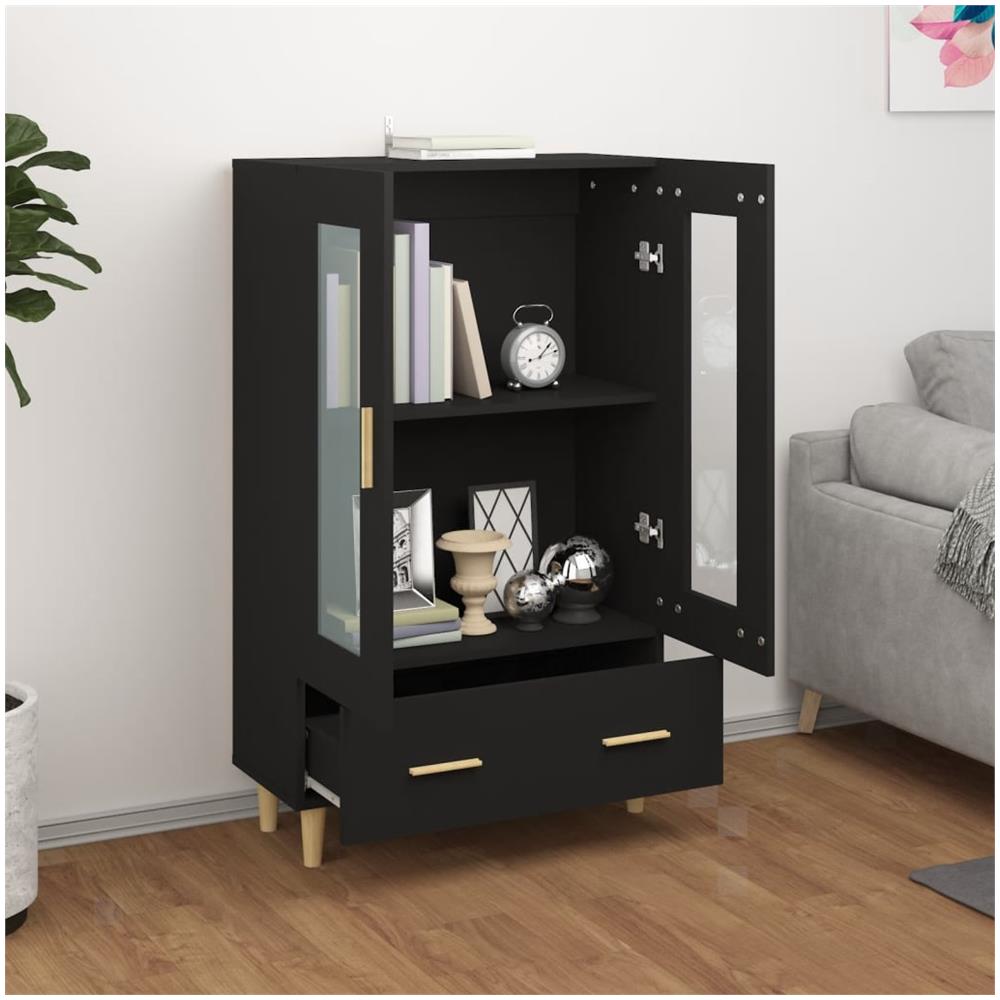 Credenza Nera 70x31x115 cm in Legno Multistrato - Foto 3