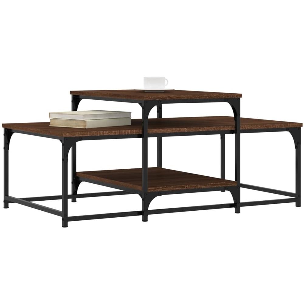 Tavolino Salotto Rovere Marrone 102x60x45cm Legno Multistrato - Foto 3