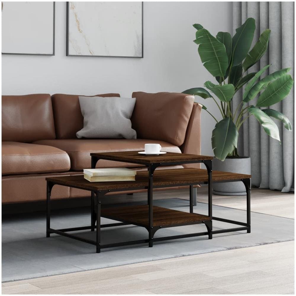 Tavolino Salotto Rovere Marrone 102x60x45cm Legno Multistrato - Foto 1