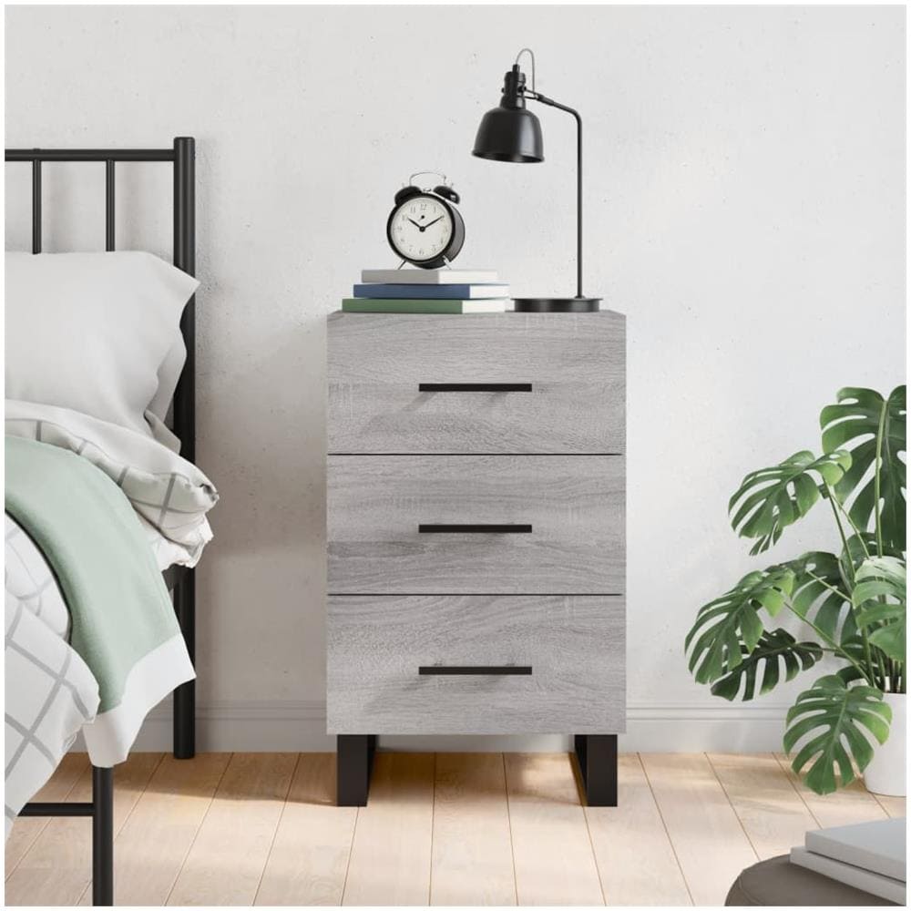 Comodino Grigio Sonoma 40x40x66 Cm In Legno Multistrato - Foto 1
