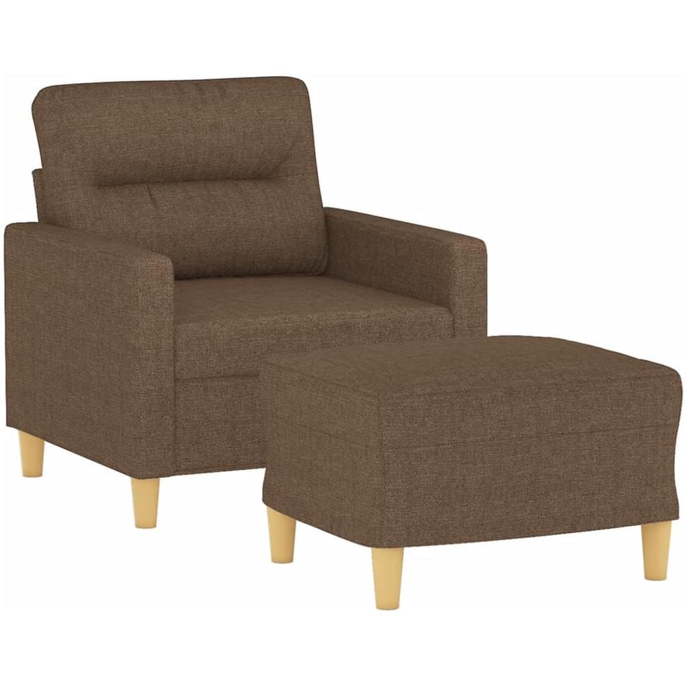 Poltrona Con Poggiapiedi Marrone 60 Cm In Tessuto - Foto 3