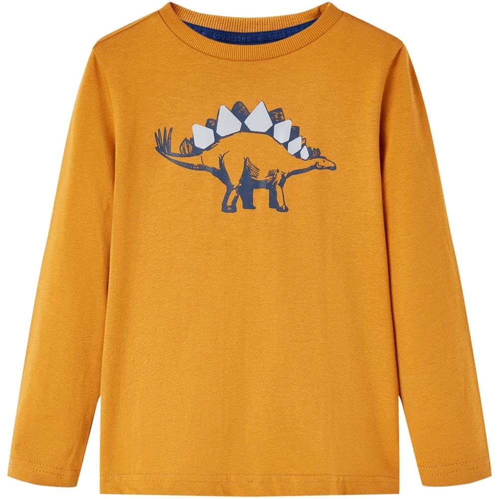 Maglietta Da Bambino A Maniche Lunghe Stampa Dinosauro Ocra Scuro 92 - Foto 1