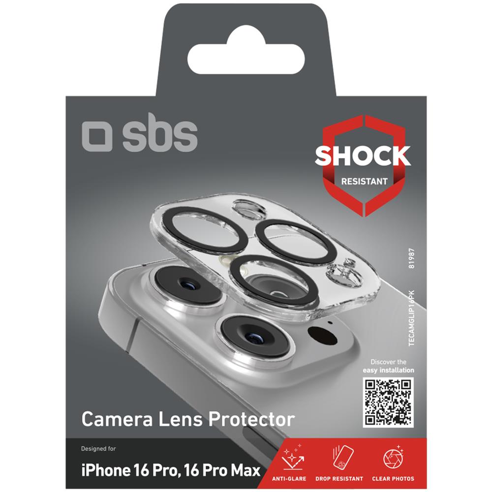 Sbs Tecamglip16pk Protezione Per Lo Schermo E Il Retro Dei Telefoni Cellulari Protezione Per Obiettivo Della Fotocamera Apple 1 Pz - Foto 2