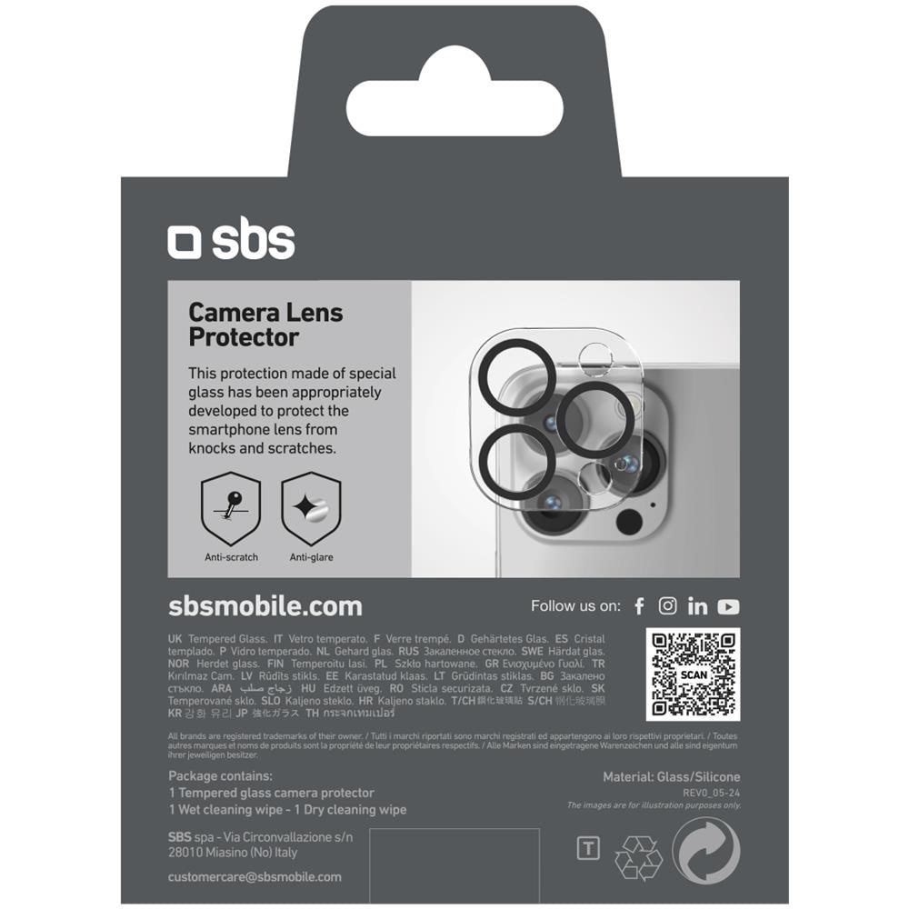 Sbs Tecamglip16pk Protezione Per Lo Schermo E Il Retro Dei Telefoni Cellulari Protezione Per Obiettivo Della Fotocamera Apple 1 Pz - Foto 3