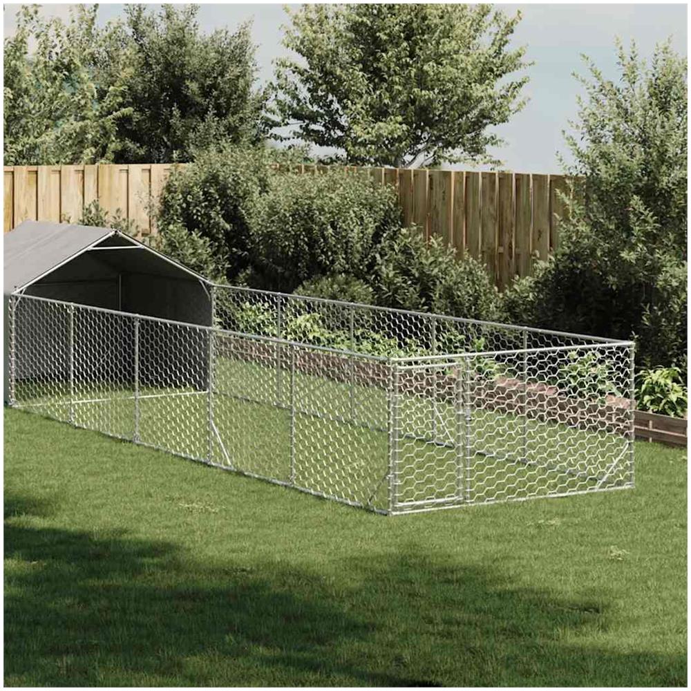 Cuccia per Cani da Esterno con Recinto 8x2x1,5m Acciaio Zincato - Foto 2