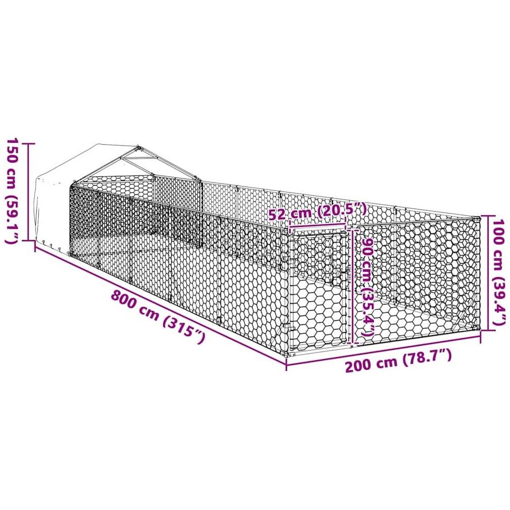 Cuccia per Cani da Esterno con Recinto 8x2x1,5m Acciaio Zincato - Foto 8