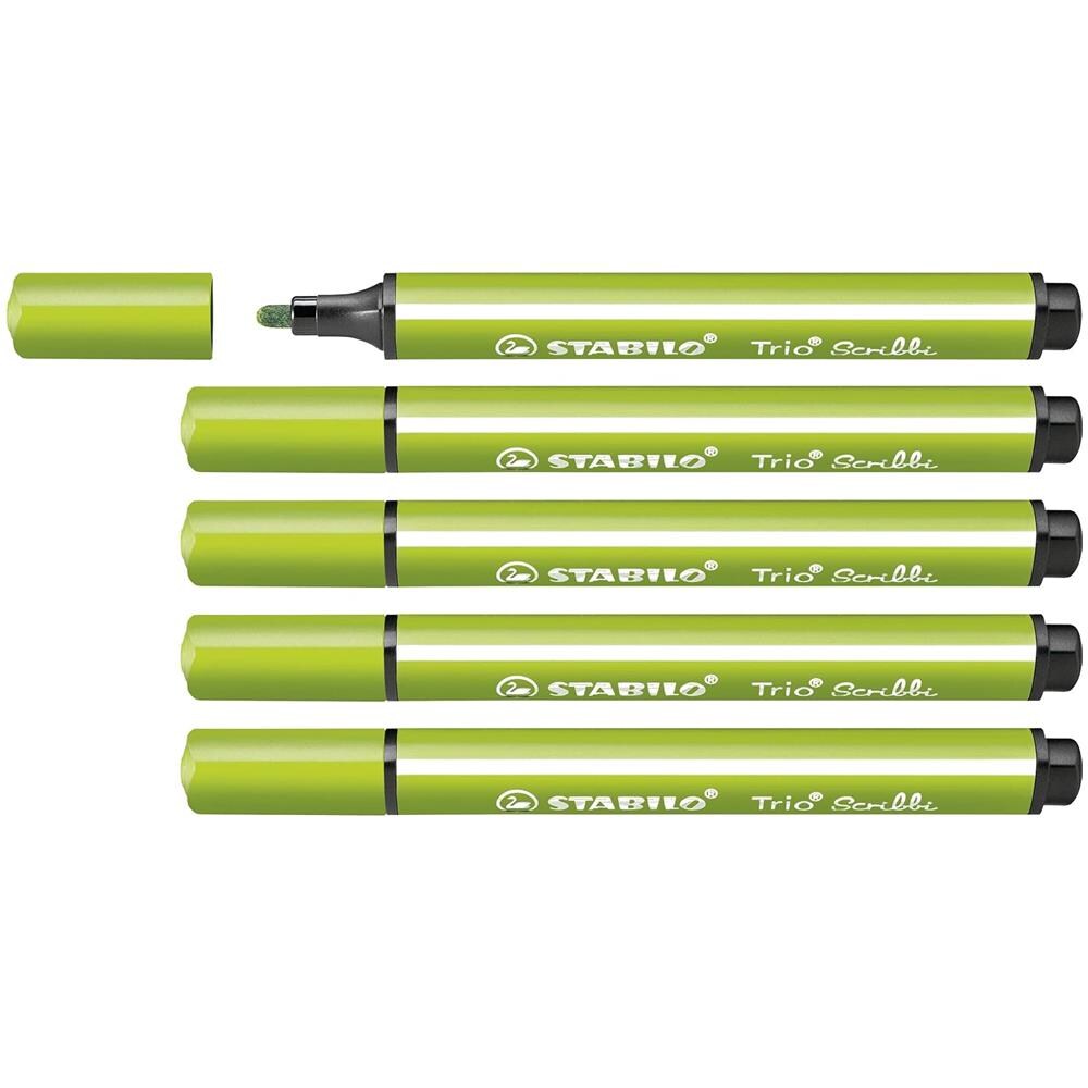 Trio Scribbi - Pennarello triangolare con punta ammortizzata - Confezione da 5 - Verde chiaro - Foto 1