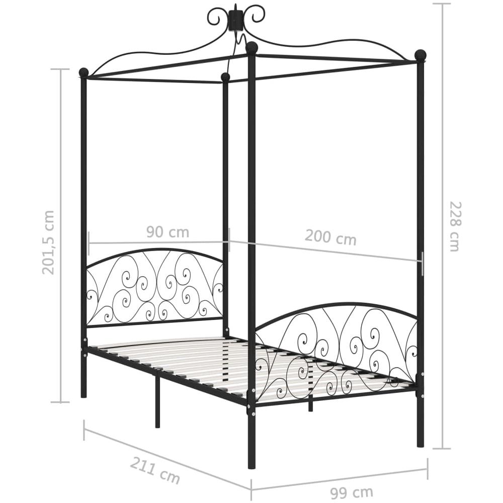 Letto A Baldacchino Nero In Metallo 90x200 Cm - Foto 8