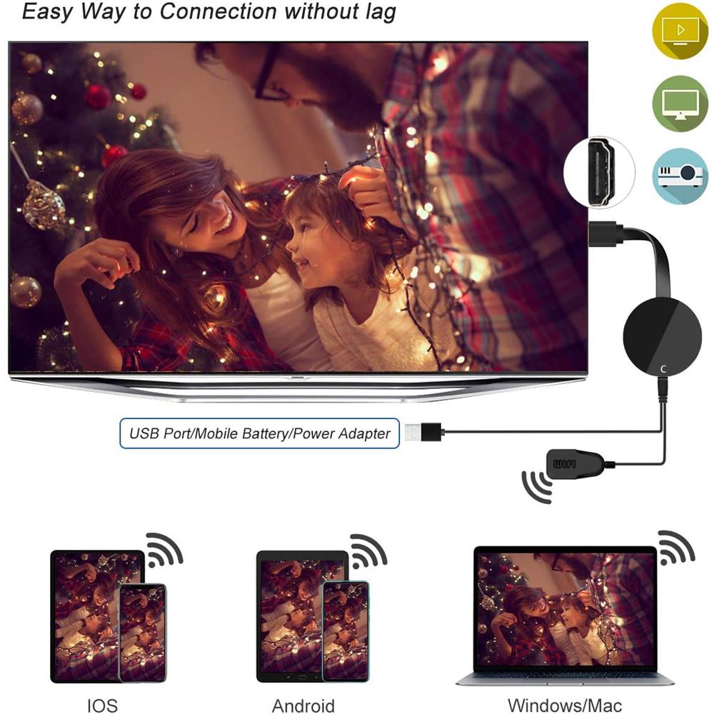 Wireless Wifi Display Dongle Hdmi 1080p Wifi Display Empfänger Unterstützung Miracast Airplay Dlna Für Android / smartphone / pc / tv / monitor / projektor - Foto 6