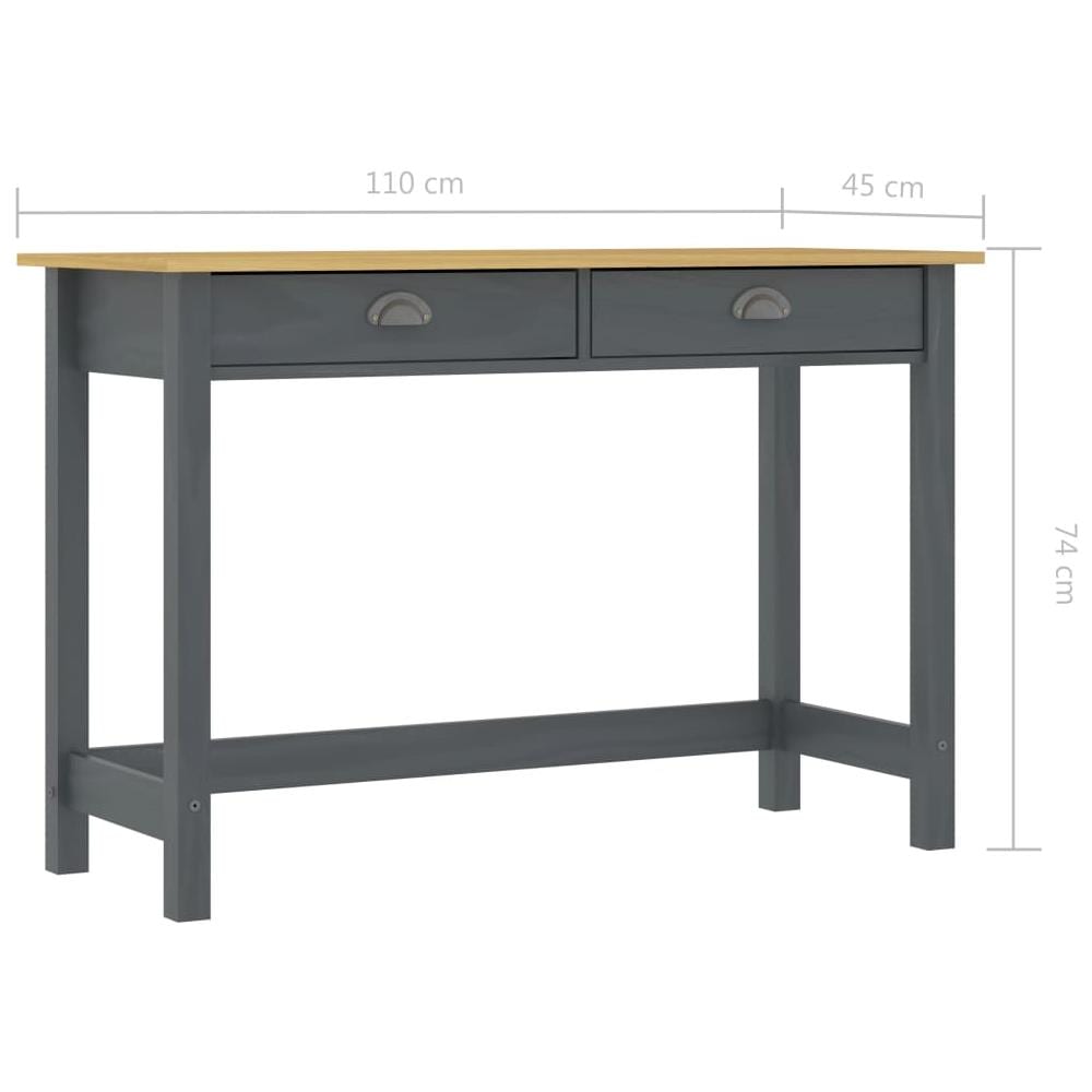 Consolle Hill con 2 Cassetti Grigia 110x45x74 cm Legno Pino - Foto 7