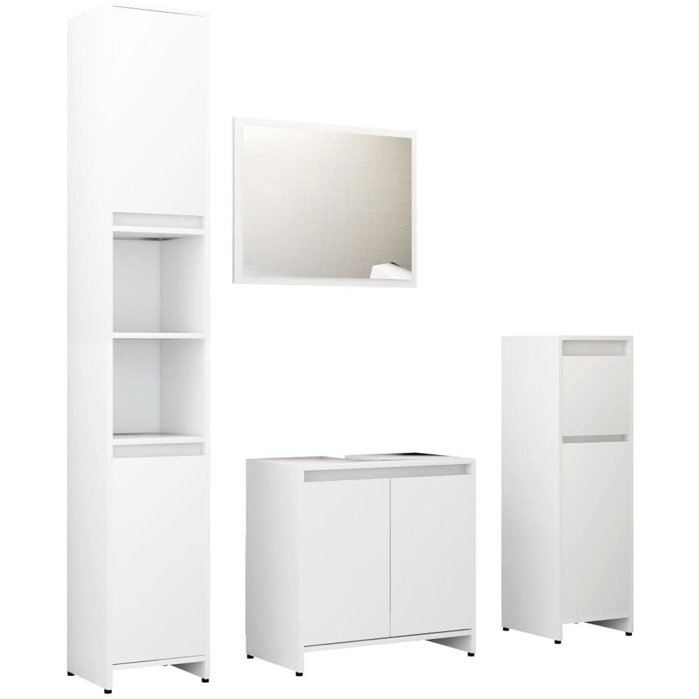 Set Mobili da Bagno 4 pz Bianco in Truciolato - Foto 2