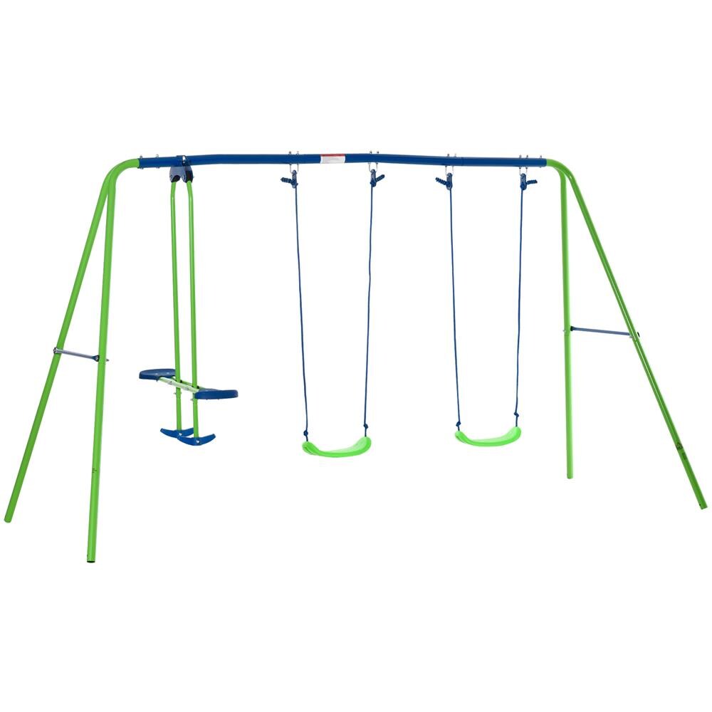 Set Altalena Giardino Per Bambini | Telaio A A In Metallo | 2 Altalene + Aliante | Portata 200 Kg | Dai 3 Anni