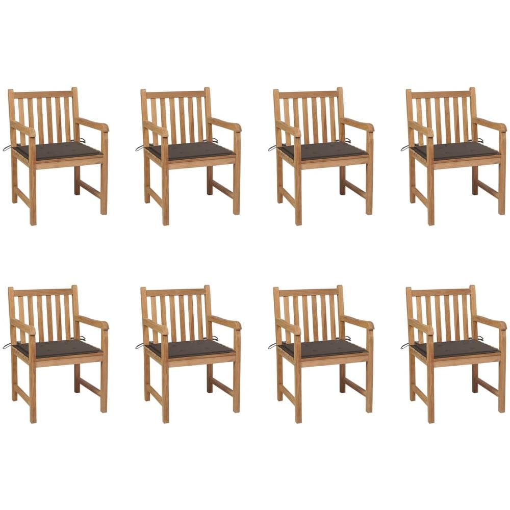 Sedie da Giardino 8 pz e Cuscini Grigio Talpa Massello di Teak - Foto 1