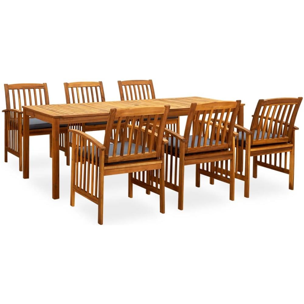 Set Da Pranzo Da Giardino 7 Pz Con Cuscini Massello Di Acacia - Foto 1