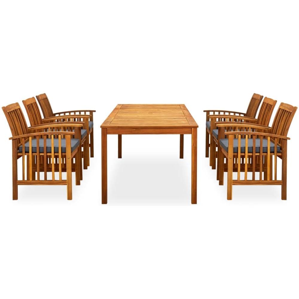 Set Da Pranzo Da Giardino 7 Pz Con Cuscini Massello Di Acacia - Foto 2