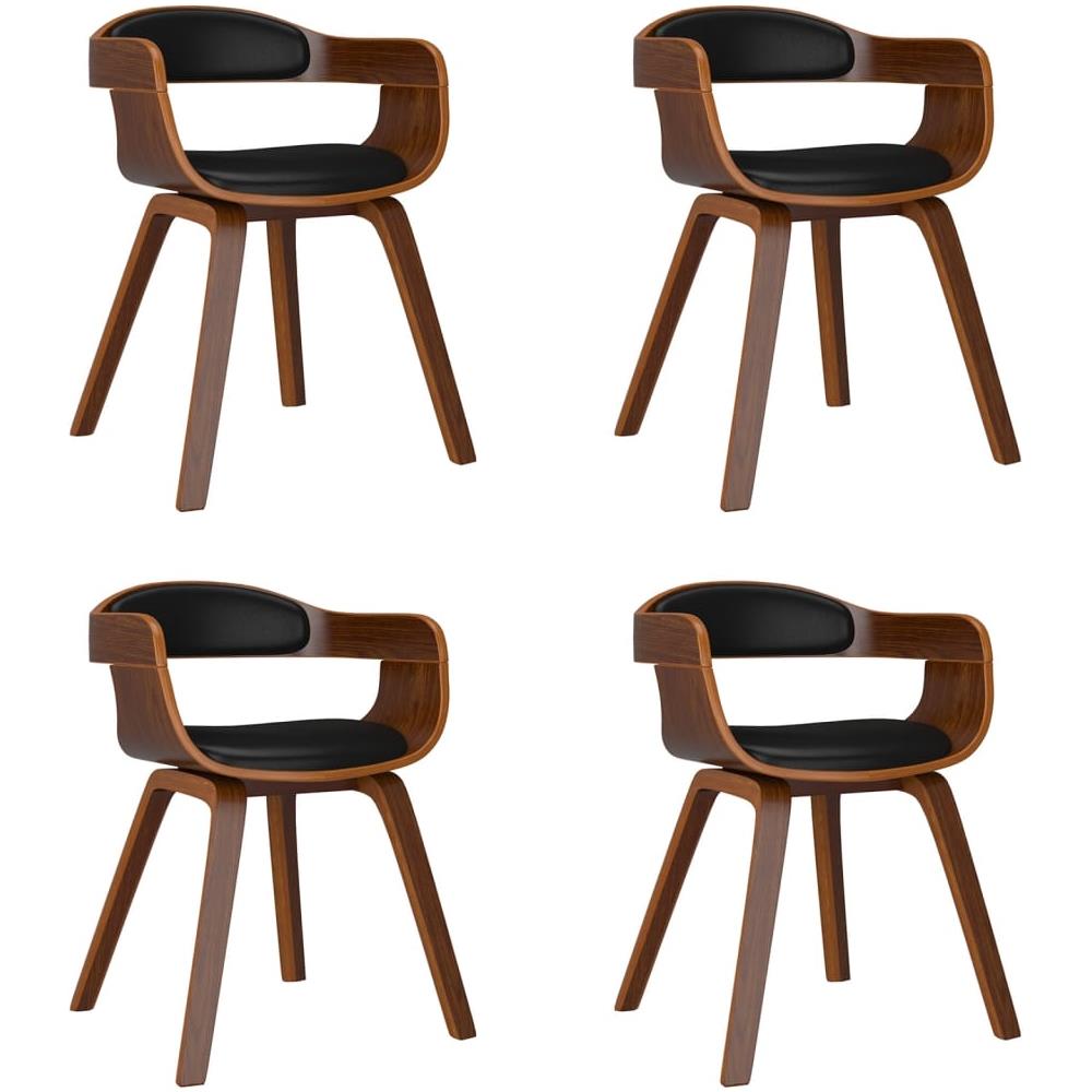 Sedie da Pranzo 4 pz Nere in Legno Curvato e Similpelle - Foto 1