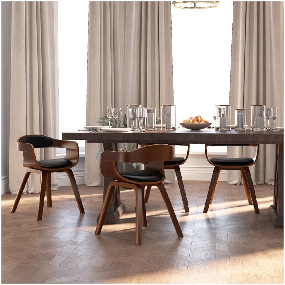 Sedie da Pranzo 4 pz Nere in Legno Curvato e Similpelle - Foto 3