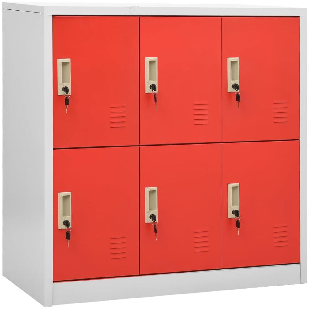 Armadietti Chiavi 2pz Grigio Chiaro Rosso 90x45x92,5cm Acciaio - Foto 3