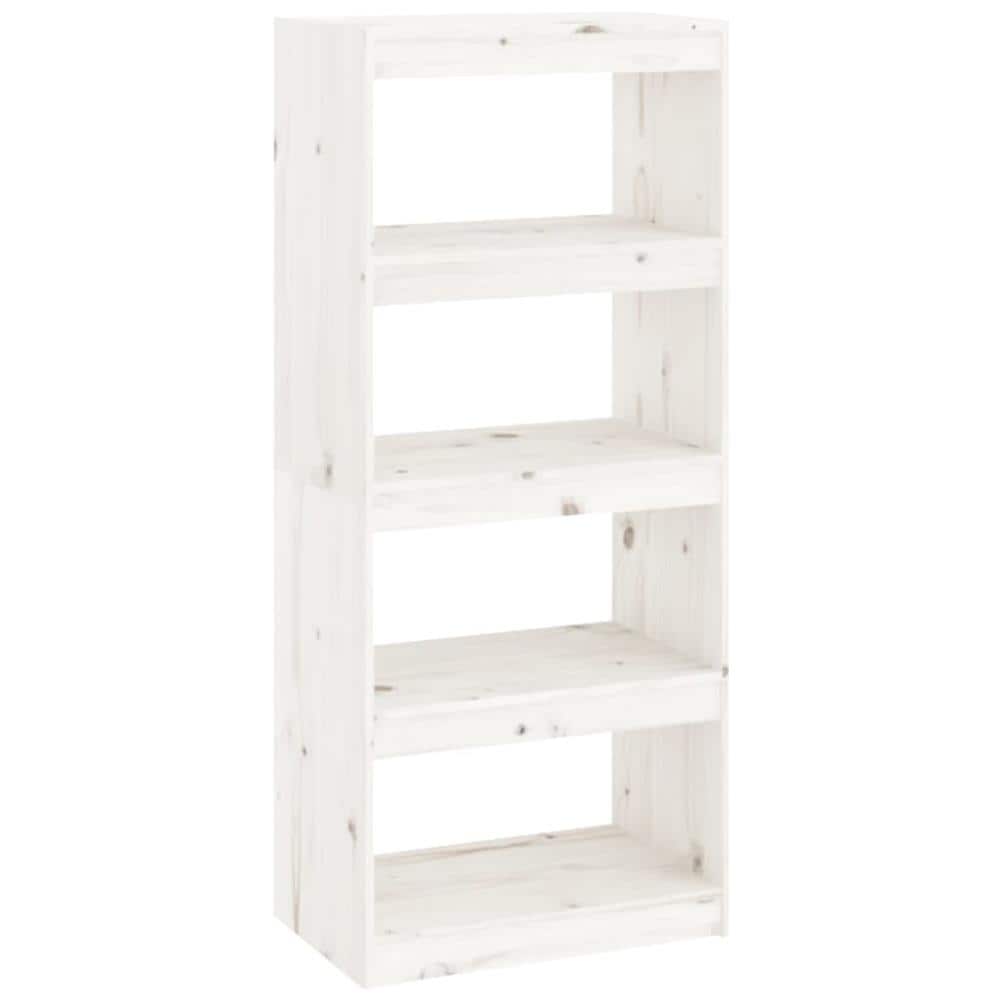 Libreria / divisorio Bianco 60x30x135,5 Cm Legno Massello Di Pino - Foto 2