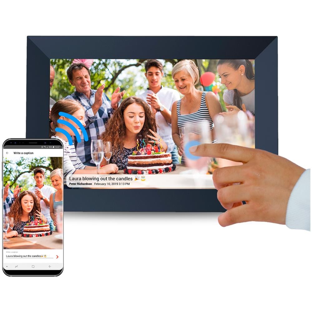 Cornice Fotografica Digitale Prado - Display Touch Screen da 10'' - Connessione WiFi - Risoluzione HD 1280x800 - Memoria 1GB / 16GB - 2 Altoparlanti Incorporati - Connessione tramite App, USB, SD Colore Nero - Foto 1