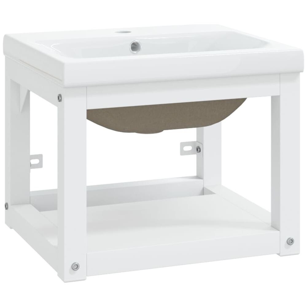 Telaio Per Lavabo Da Bagno Con Lavabo Integrato Bianco In Ferro - Foto 2