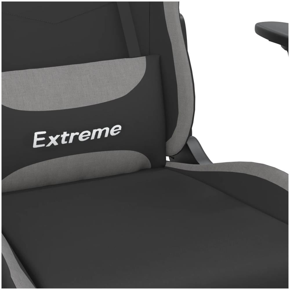 Sedia da Gaming Massaggio e Poggiapiedi Nero e Grigio Tessuto - Foto 10