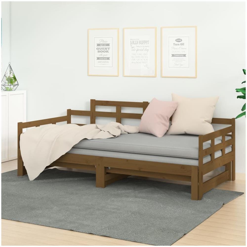 Dormeuse Estraibile Miele Legno Massello Di Pino 2x (90x200) Cm - Foto 1