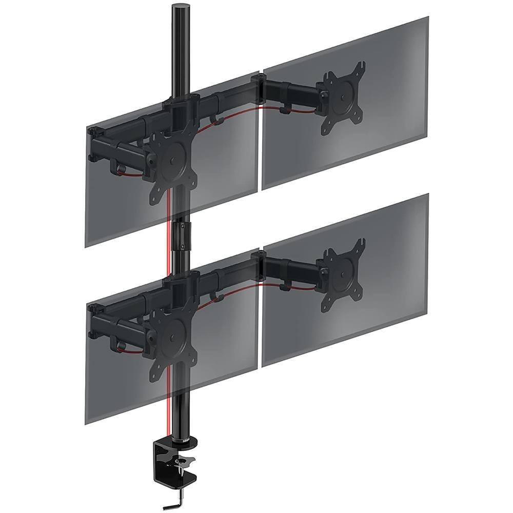 Dmt254 Bk Supporto Da Scrivania Per Monitor 13""-32"" | Per 4 Schermi Fino A 8kg | Altezza Regolabile | Staffa Da 100 Cm | Inclinazione +90° / -35°, Rotazione 180°, Rotazione 360° - Foto 1