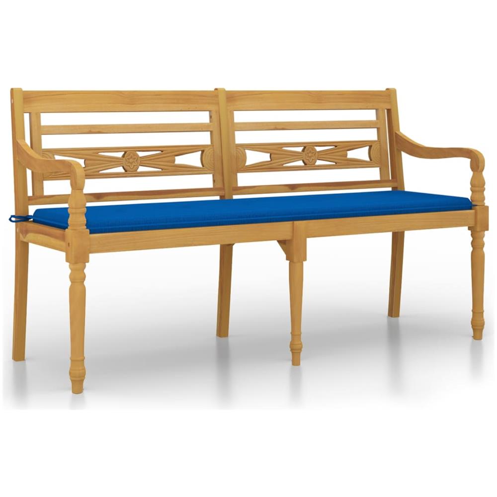 Panchina Batavia Cuscino Blu Reale 150 Cm Legno Massello Teak - Foto 2