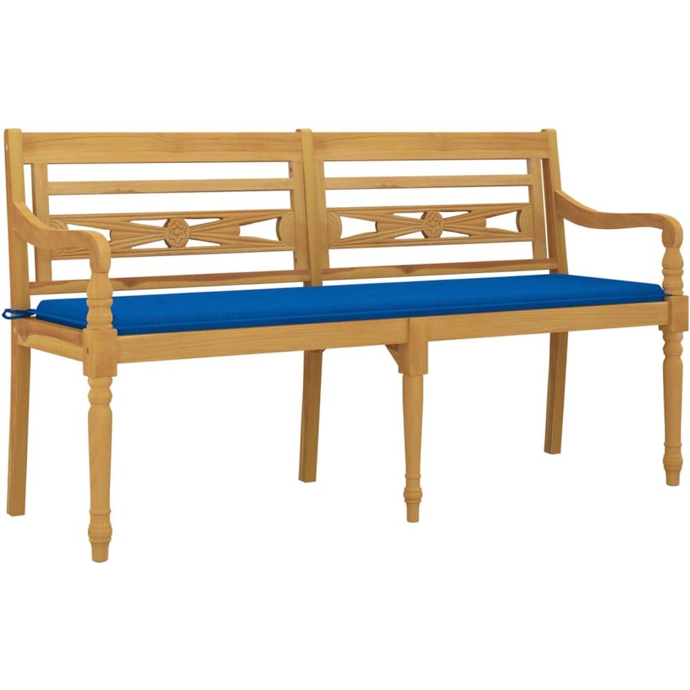 Panchina Batavia Cuscino Blu Reale 150 Cm Legno Massello Teak - Foto 3