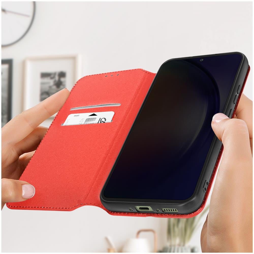 Custodia Per Samsung Galaxy A54 5g Portafoglio Funzione Supporto Video Rossa - Foto 5