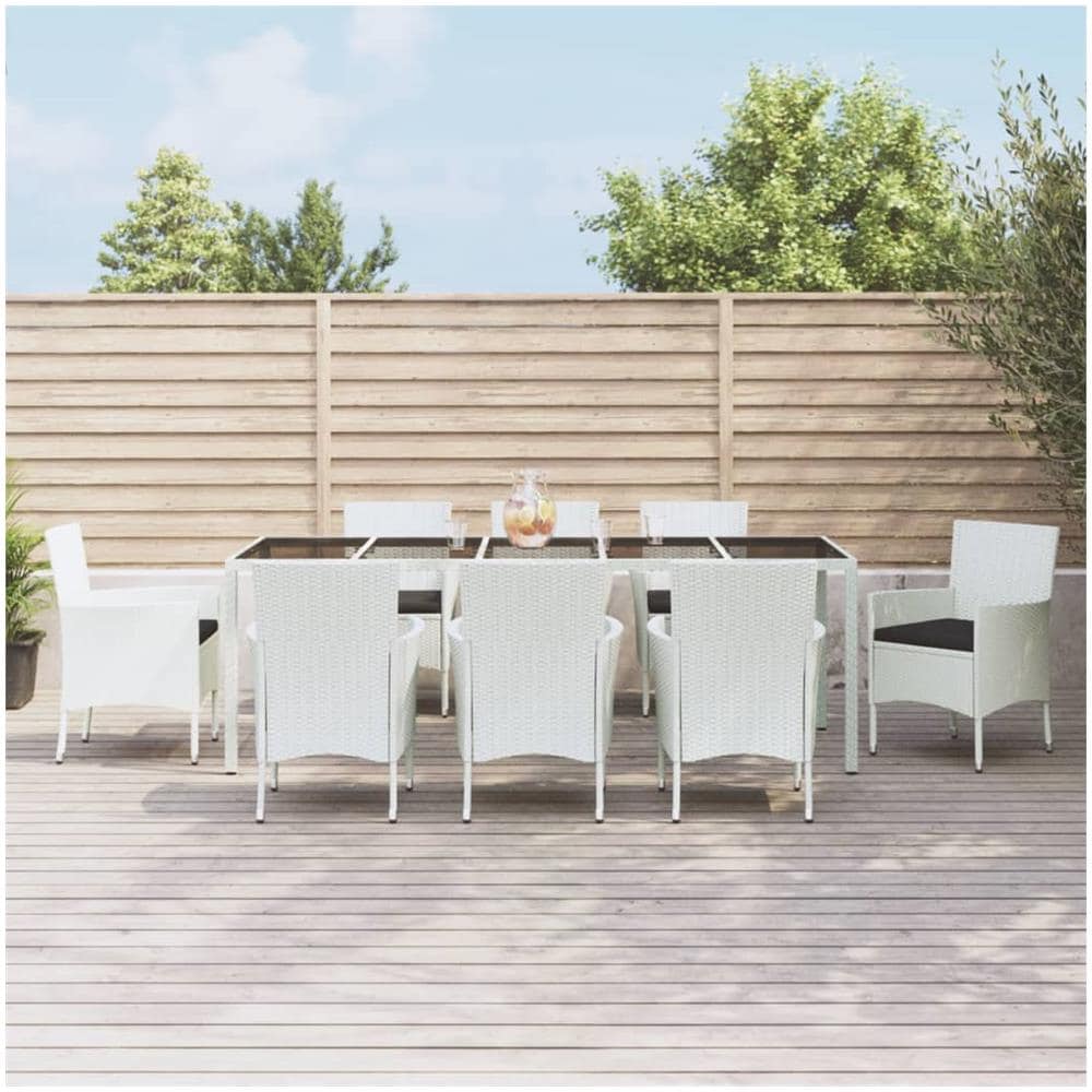 Set Bar Da Giardino 9 Posti Con Cuscini In Polyrattan Grigio - Perfecto Per Esterni - Foto 7