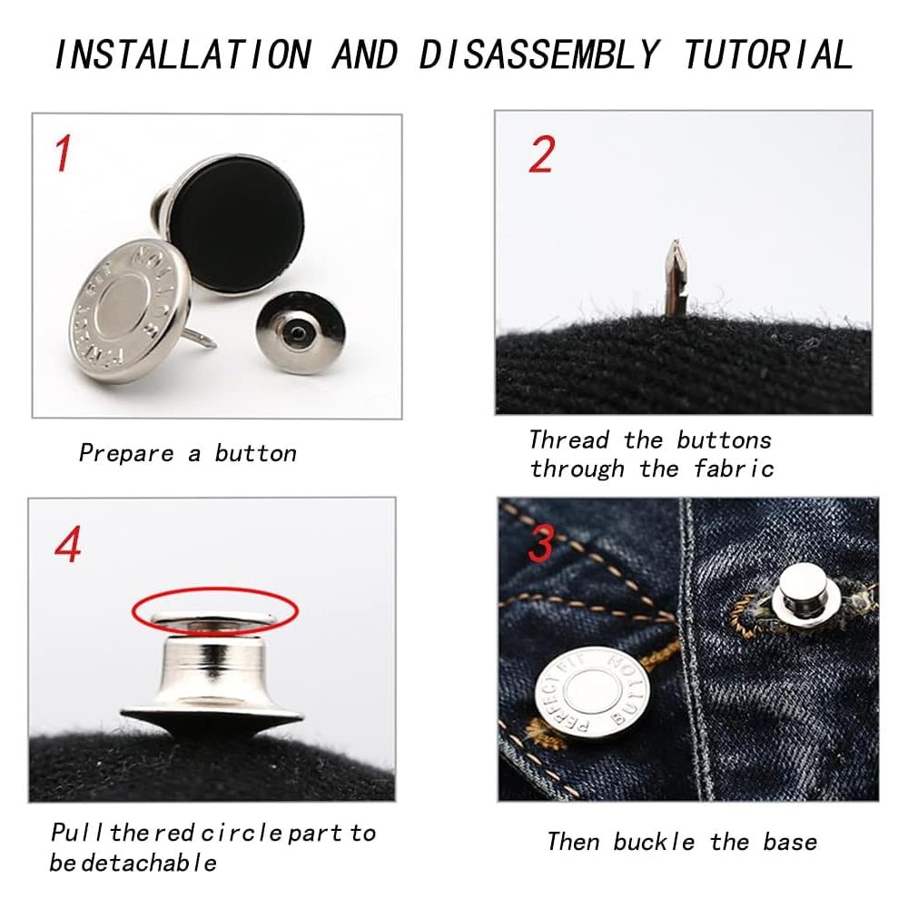 Bottoni Jeans Rimovibili, Confezione Da 10 - Foto 2