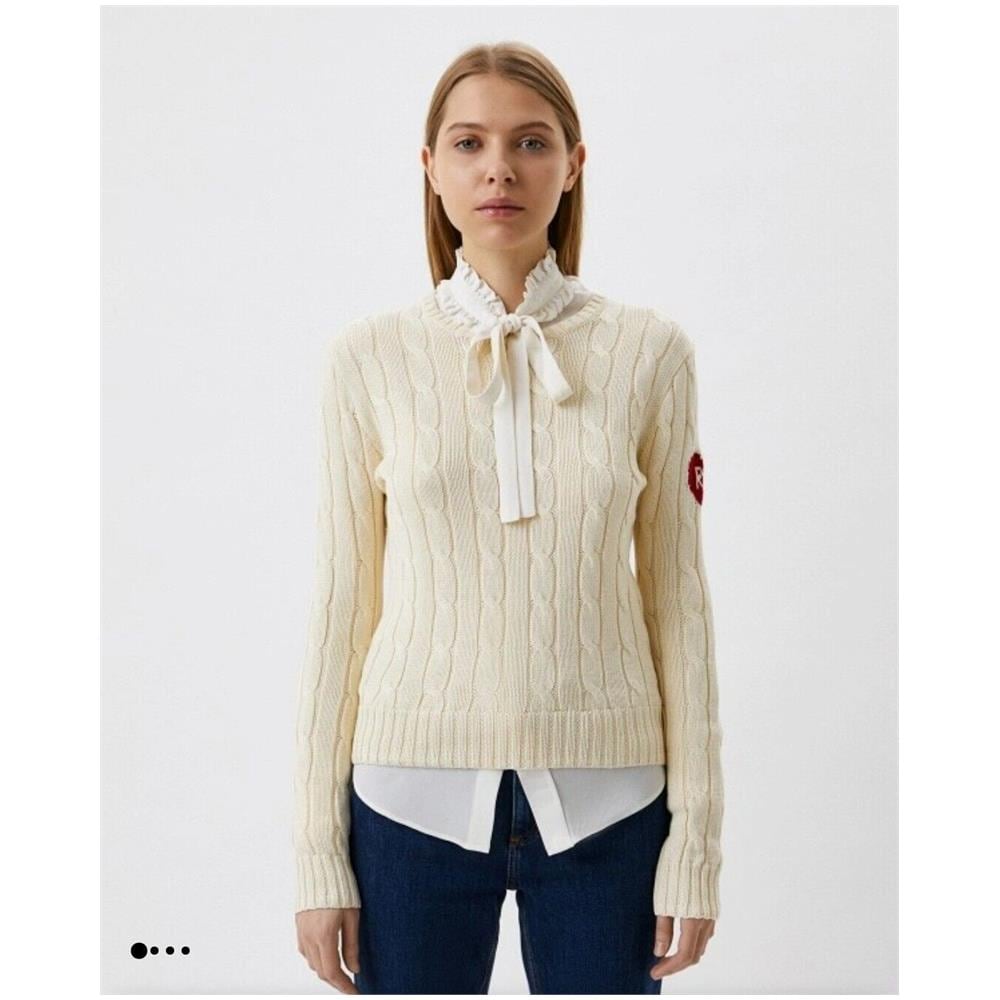 Maglione Donna Lavorato A Trecce Con Logo Sulla Manica Tg S - Foto 2